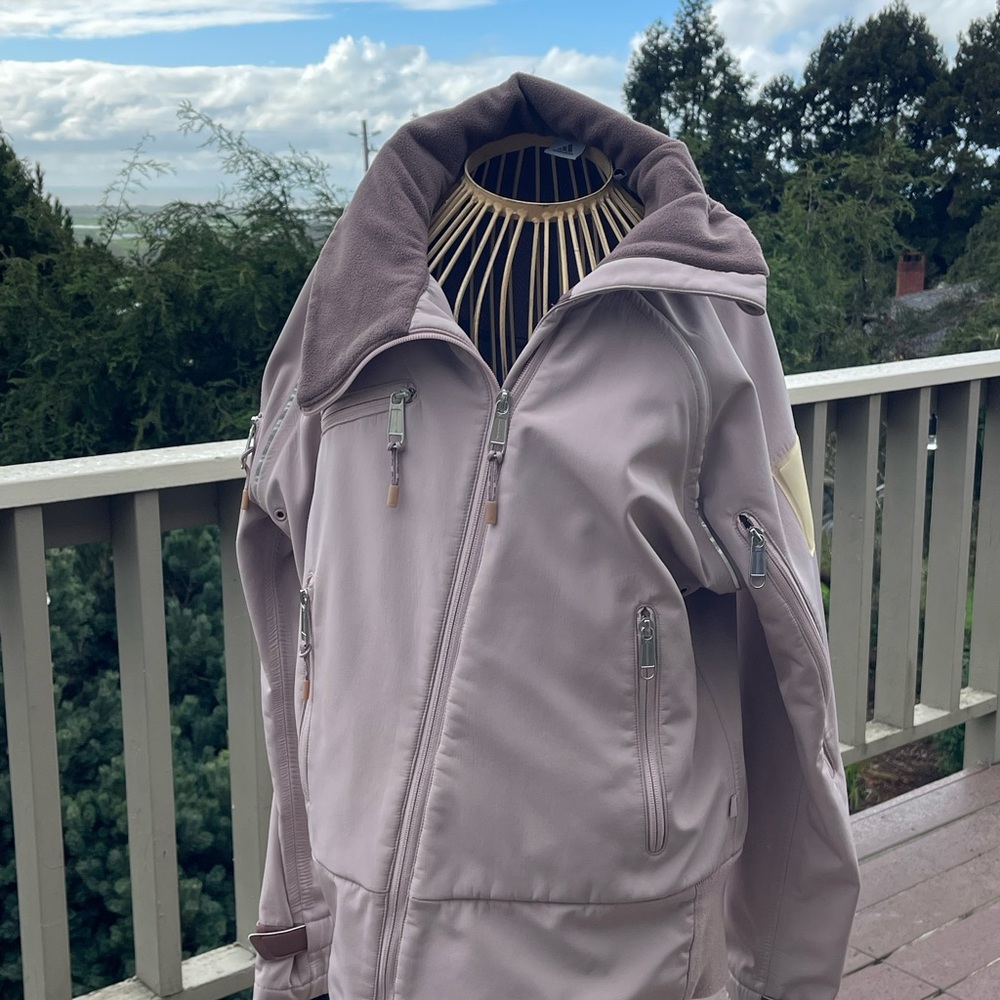 Stella McCartney jacket. I think the color is mauve and not exactly pink.